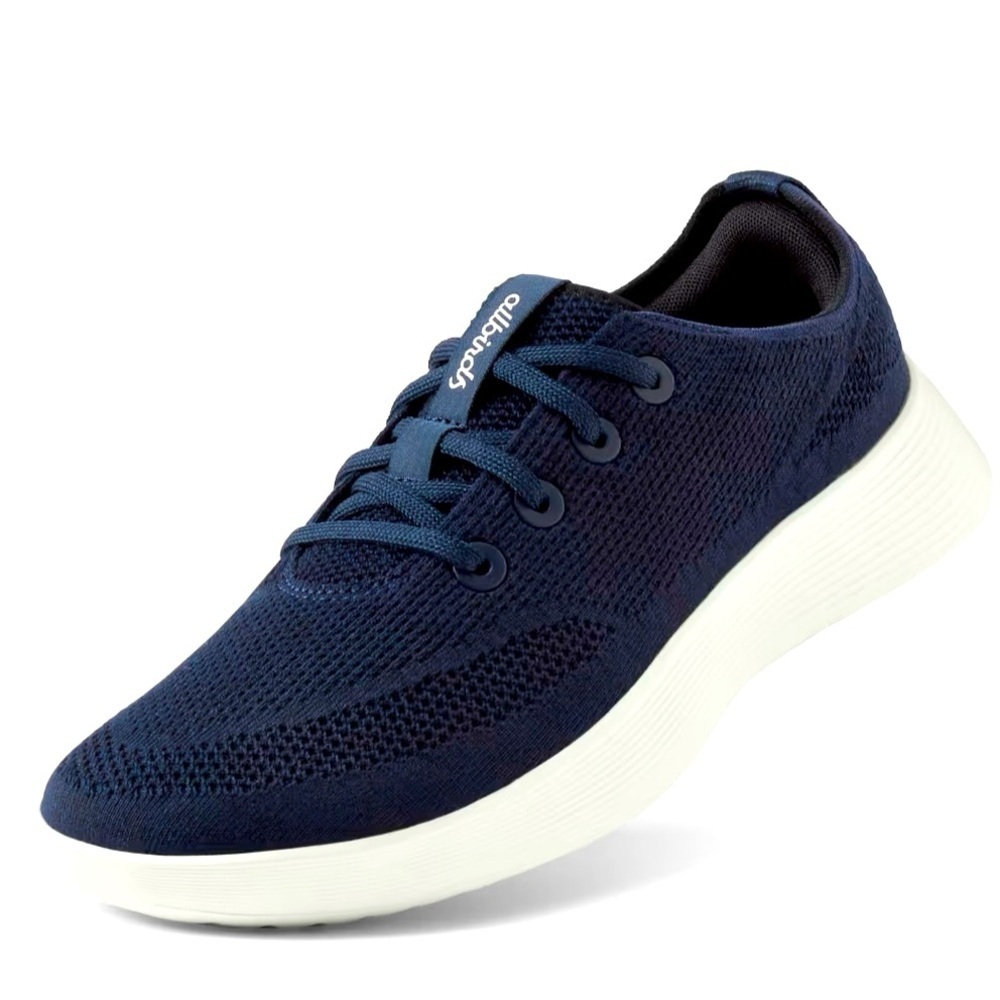 ALLBIRDS Women's Tree Runner Go, Best Travel Shoes, Blue and White Sneakers